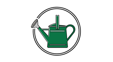 Obraz premium green watering can icon in circle vector illustration