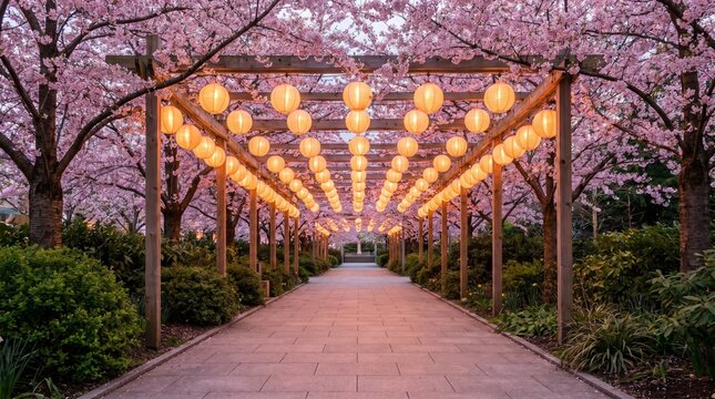 Wedding decoration or other events. Outdoor at night, with beautiful and charming lights, gives a warm impression