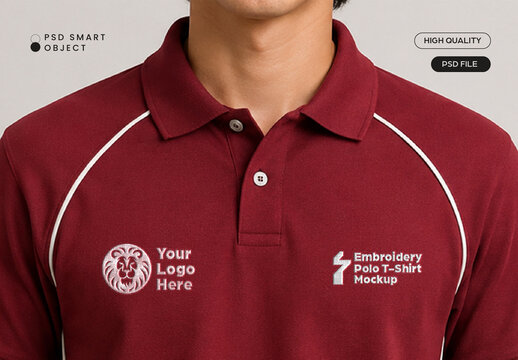 Embroidery Polo T-Shirt Mockup