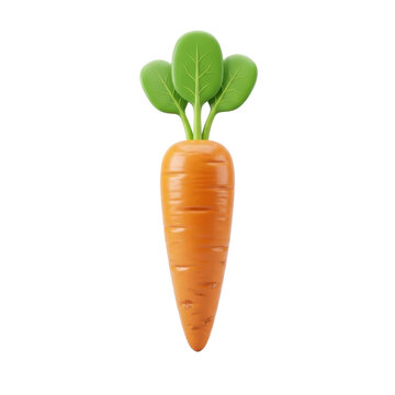 Fresh raw orange carrot with green leaves on a transparent background PNG file