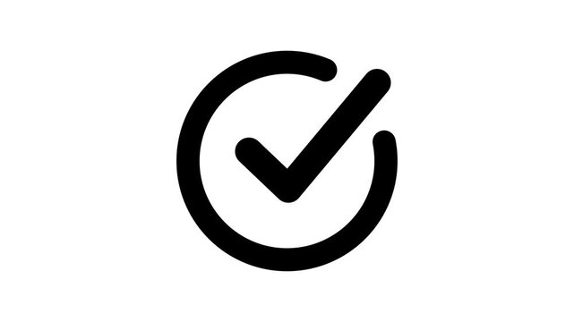 Right check mark icon transparent background with alpha channel. tick mark animation. confirm icon animation. check mark sign, verify complete sign, approved, select tick, success , approved, yes icon