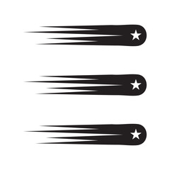 Vector graphic of three black comet icons with white stars © MahmudulHasan