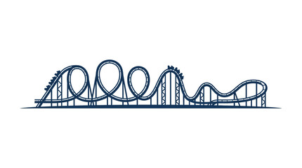 A detailed blue line art illustration of a classic roller coaster ride. © Parvez_Nasiruddin