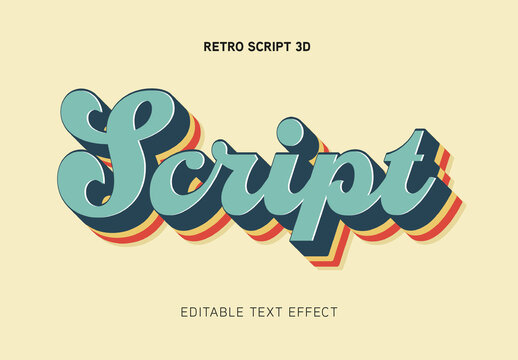 Retro Script Text Effect