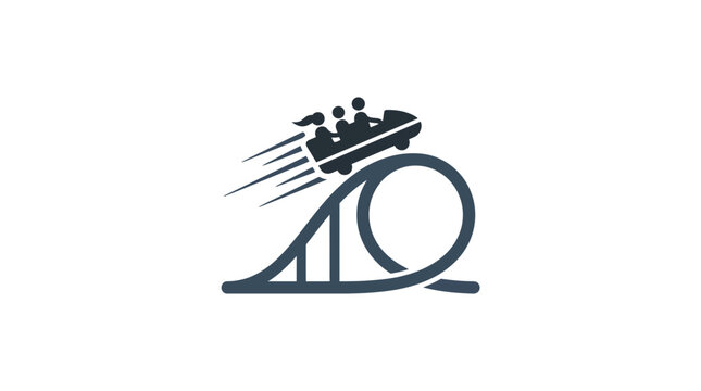 A stylized icon of a roller coaster car speeding through a loop.