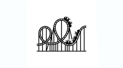 A simple black and white line art illustration of a roller coaster ride. © Parvez_Nasiruddin