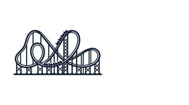 A simple black and white line art illustration of a roller coaster.