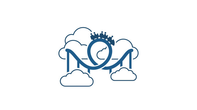 A stylized blue roller coaster icon featuring a loop and clouds.