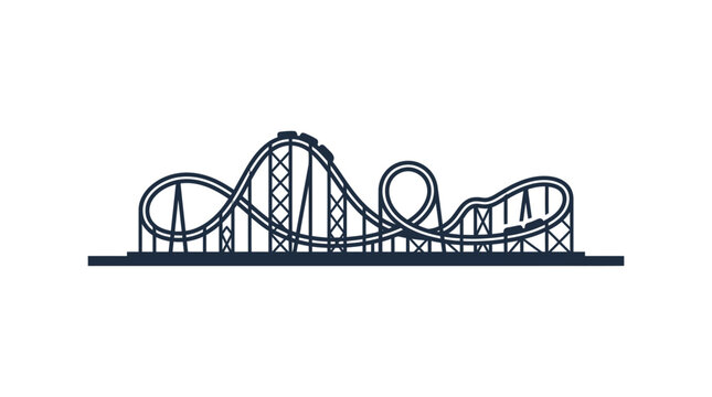 A minimalist black line art illustration of a roller coaster ride.
