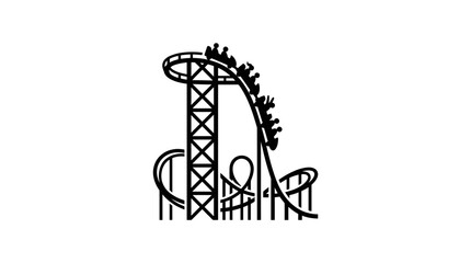 A minimalist black and white line art illustration of a roller coaster ride. © Parvez_Nasiruddin