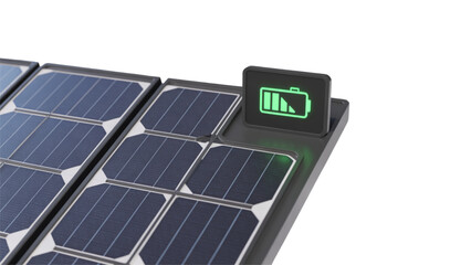 Close-up of green solar panel with small green power indicator light Vector © MST SUETI