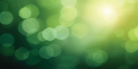 An abstract green and blue bokeh background features bright glowing lights and a blurred nature texture with shiny defocused circles for a holiday decoration backdrop © MRIDUL