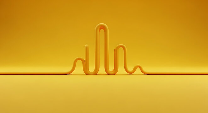 Abstract yellow line graph representing a heartbeat or rhythm with abstract heartbeat waveform technology minimalist background