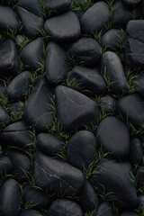 Fototapeta premium Smooth stones with green grass