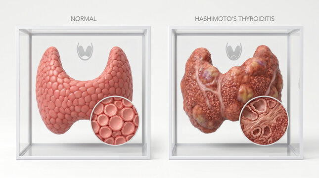 Hashimoto's Thyroiditis vs Normal Thyroid 3D Detailed Medical Comparison