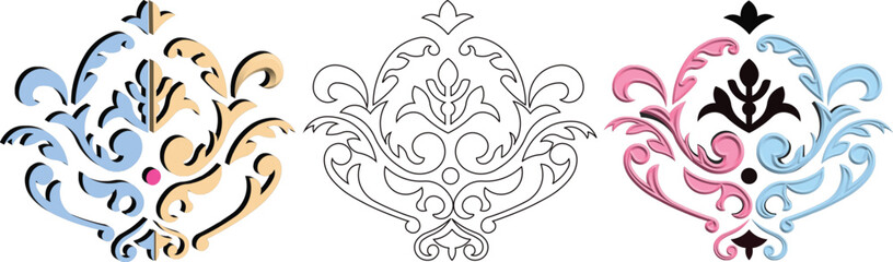 Tribal Floral Tattoo Design with Ornate Vintage Swirl Pattern and Abstract Seamless Decorative Vector Illustration Background © Miju