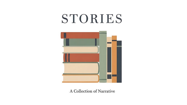 Colorful book stack with narrative story text isolated on a transparent background, colorful books stacked books