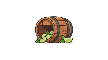 A wooden barrel filled with fresh lime wedges and green mint leaves. © Qadeer_Sajid