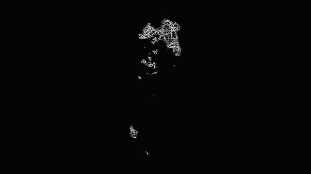 Sketch Attica outline map animation - smooth progressive reveal