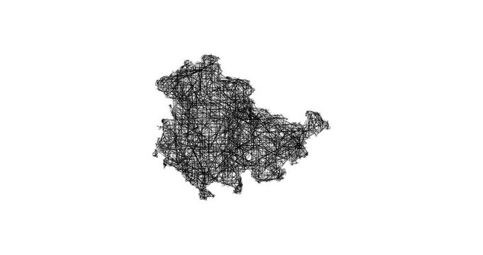 Sketch Thuringen outline map animation - smooth progressive reveal