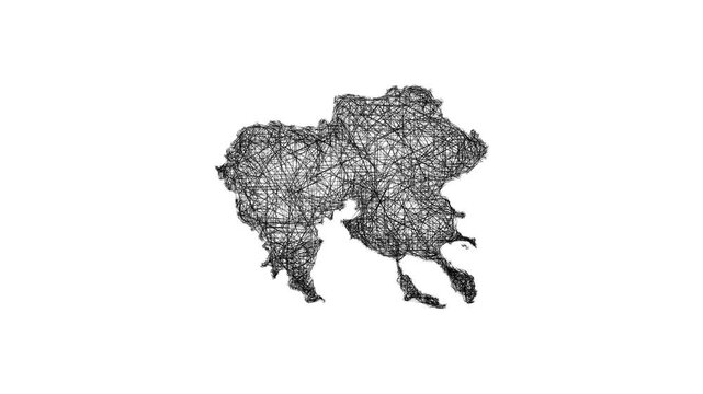 Sketch Central Macedonia outline map animation - smooth progressive reveal