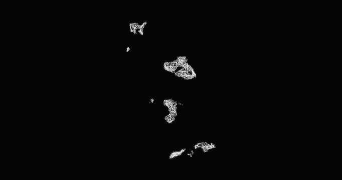 Sketch North Aegean outline map animation - smooth progressive reveal