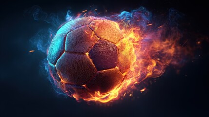 Fototapeta premium Burning Soccer Ball: Intense Flame Art for Sports Visuals
