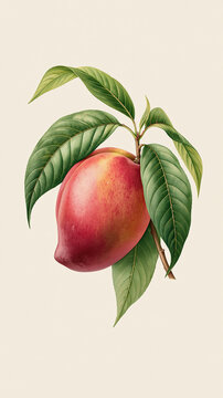 red mango  with leaves