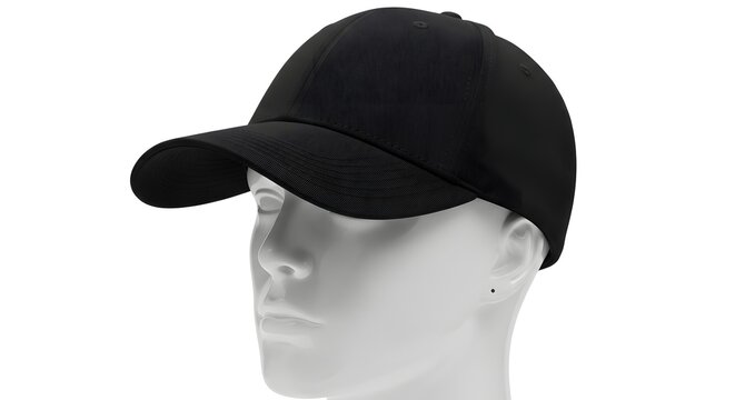 Black baseball cap on mannequin head