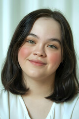 Fototapeta premium Close Up Portrait of Smiling Young Woman with Natural Makeup