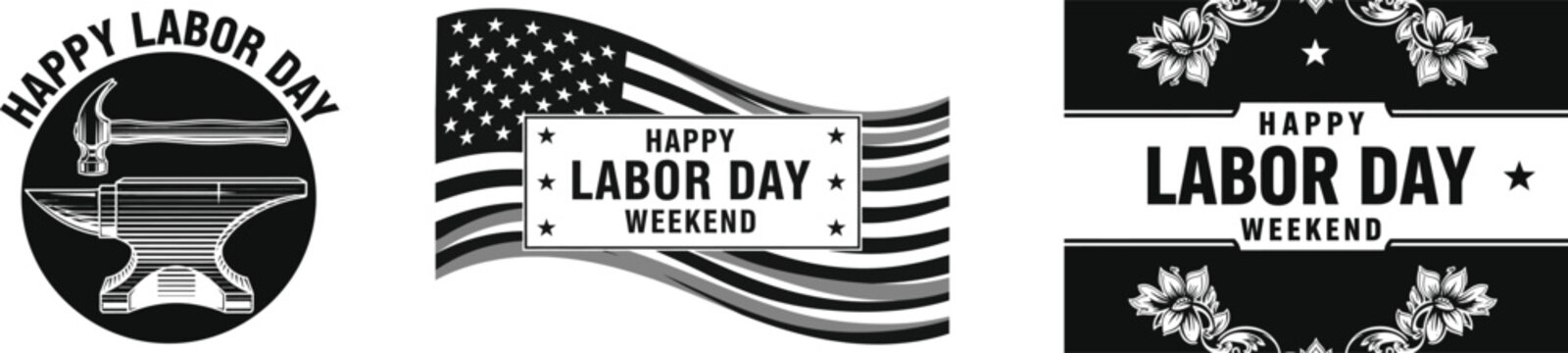 Labor Day vector graphic with hammer and anvil