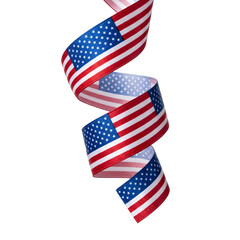 Fototapeta premium American flag ribbon spiral isolated on transparent background patriotic decoration