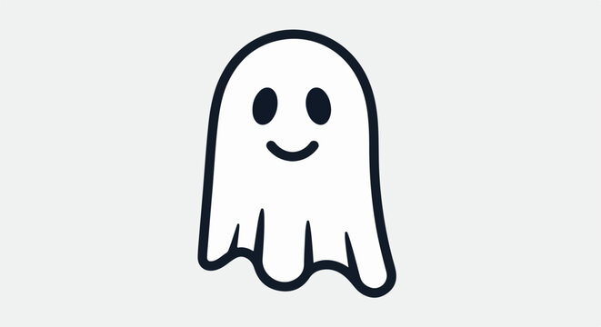 A simple, smiling ghost with two eyes and a curved mouth