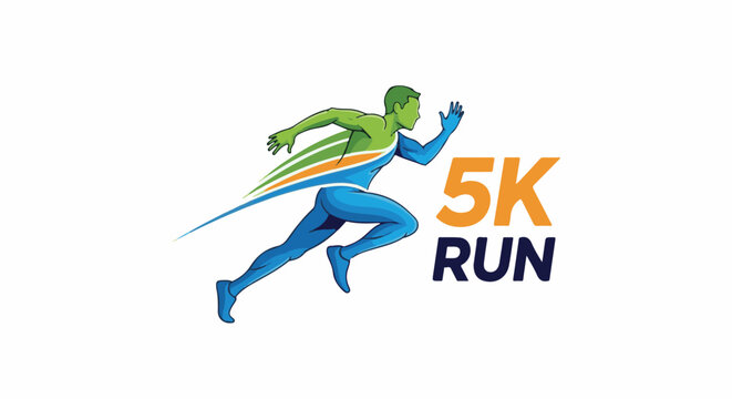 Dynamic illustration of a runner in motion, signifying a 5K race event