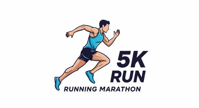 A stylized runner in mid-stride, promoting a 5K run
