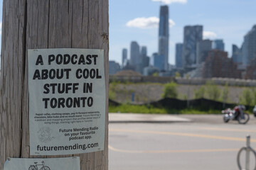 Naklejka premium paper street poster in Toronto (podcast about the city)