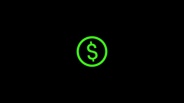 dollar sign icons in green on black background currency symbol