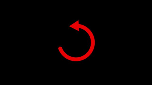 red curved arrow rotating on black background rotation motion graphic