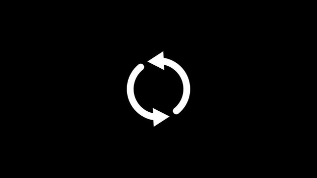 refresh icon animation on black background looping symbol reload update