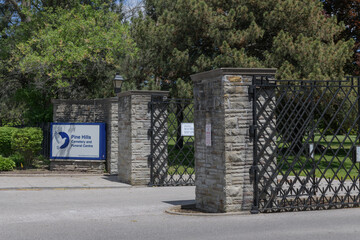 Naklejka premium entrance gate at Pine Hills Cemetery and Funeral Centre, 625 Birchmount Rd, Scarborough, Toronto