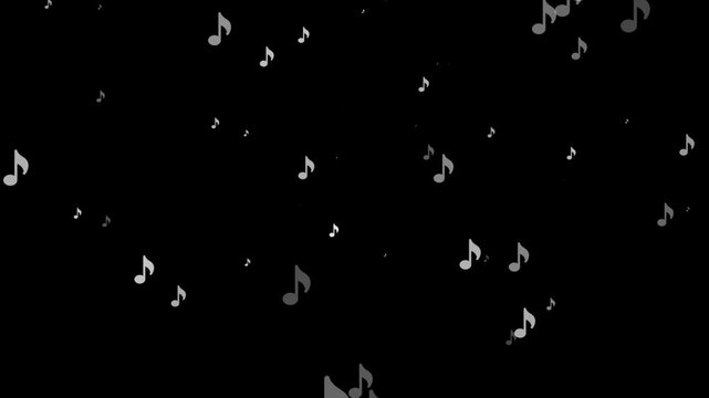 music notes falling on black background melody sound audio symbol