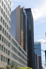 Naklejka premium office towers in the Financial District, Toronto (incl Brookfield Place, Royal Bank Plaza, TD Centre, RBC Centre) - looking west on Wellington St W 