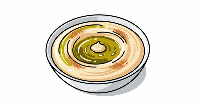 A dish of creamy hummus topped with olive oil and spices