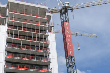 Fototapeta premium construction of Lakeside Residences (now: Pinnacle Lakeside), designed by Hariri Pontarini Architects, located at 215 Lake Shore Blvd E near Lower Jarvis St, Toronto