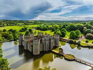 Bodiam Castle from a drone, Bodiam, Robertsbridge, East Sussex, England © Maciej Olszewski
