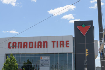 Fototapeta premium exterior building and sign of Canadian Tire, a department store, located at 1025 Lake Shore Blvd E, Toronto
