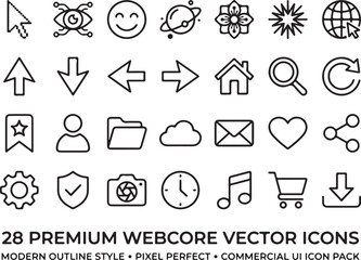 Fototapeta premium Set of premium web UI vector icons with interface collection navigation internet communication technology