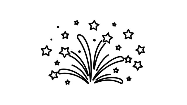Fireworks exploding with star shaped sparks.