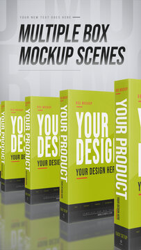Multiple Box Mockup Scenes. Vertical Opener.