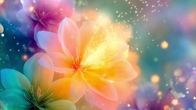 Abstract colorful flower with soft petals and bokeh effect in pastel tones. artistic background, spring mood, gentle nature.
